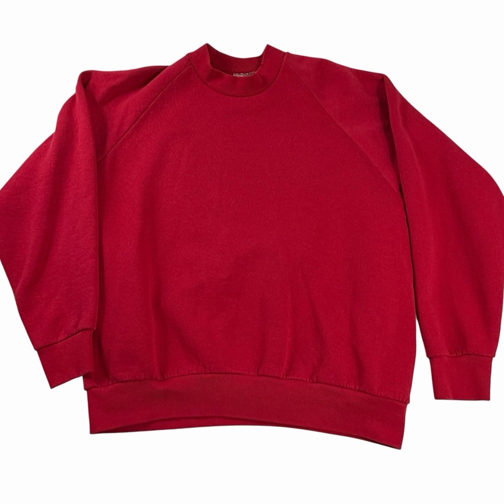 Vintage Fruit Of The Loom Sweatshirt Red 90s Classic Blank Minimal Casual Tag XL